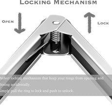 2 Pack Grey Kitchen Tongs, Premium Silicone BPA Free Non-Stick Stainless Steel BBQ Cooking Grilling Locking Food Tongs, 9-Inch & 12-Inch