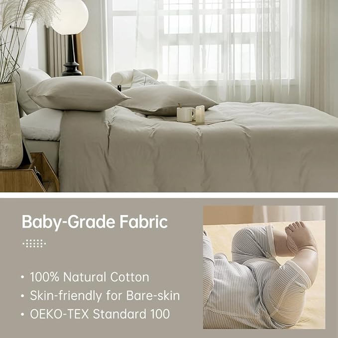 JELLYMONI Cotton Duvet Cover Full Size - 100% Washed Cotton Linen Like Textured Comforter Cover, 3 Pieces Lightweight Soft Bedding Set with Zipper Closure (Linen Grey, Full 80"x90")