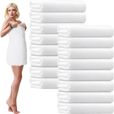 16 Pack Microfiber Bath Towels Bulk 27'' x 60'' Oversized Size Bath Towel Highly Absorbent Extra Large Soft Drying for Shower Beach Winter Salon Sport Gym Party (Lattice,White)
