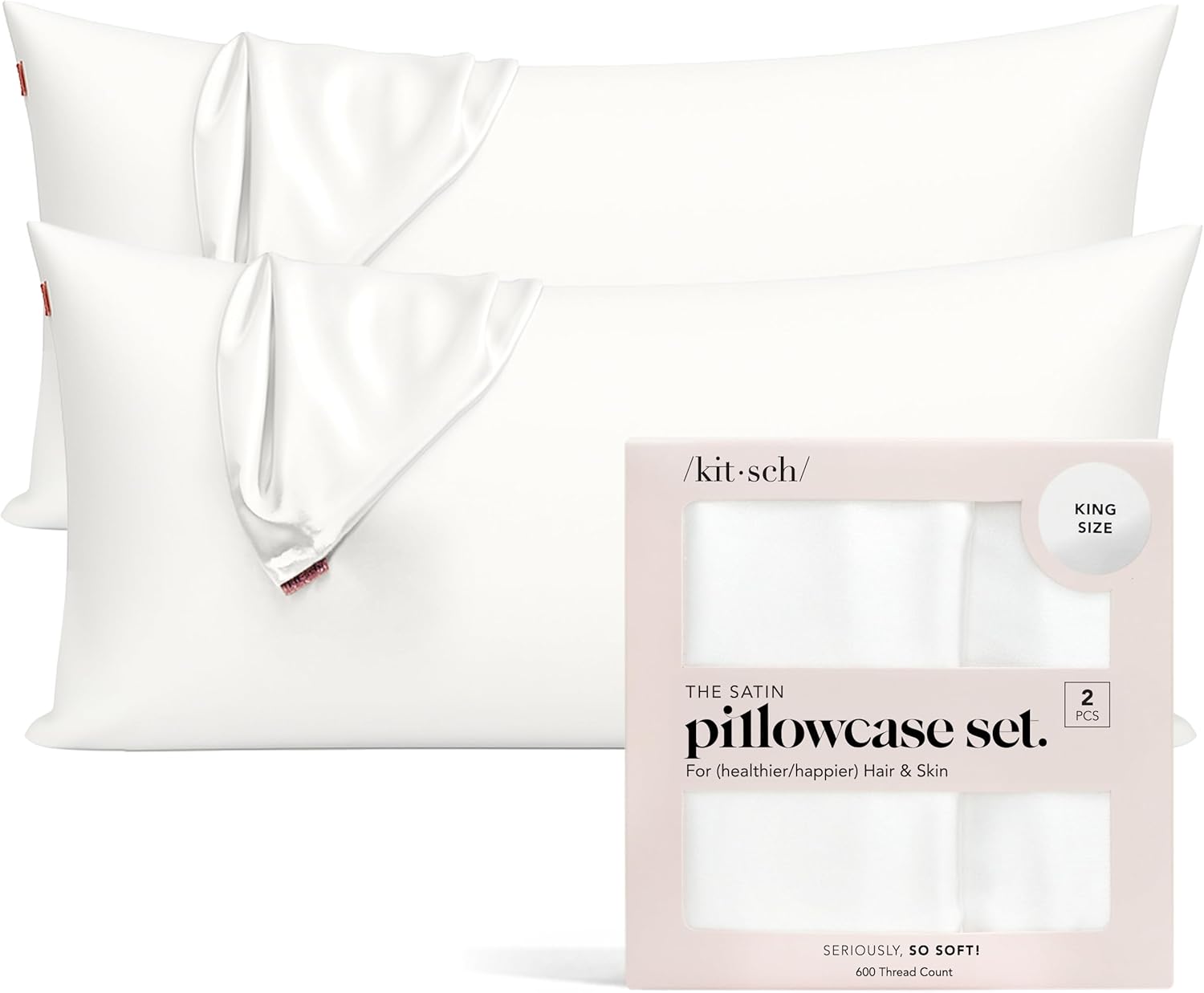 Kitsch Satin Pillowcase with Zipper for Hair & Skin - Softer Than Silk Pillow Cases, Smooth Cooling Satin Pillow Case, Wrinkle-Free, Machine Washable, Pillow Cases Standard Size 19x26 - Lavender Dormly