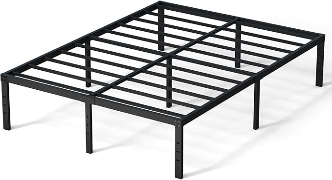 Full Size Bed Frame No Box Spring Needed, 16 Inch Heavy Duty Metal Platform Bed Frame Full Support Up to 3000 lbs, Easy Assembly, Noise Free, Black