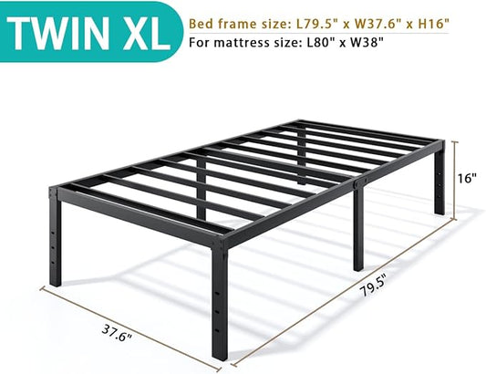 Metal Bed Frame Twin XL Size - 16 Inch Heavy-Duty Twin XL Platform Bed Frame No Box Spring Needed, Easy Assembly, Noise-Free, Sturdy Mattress Foundation, Underbed Storage Space