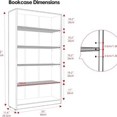 Farini 60 Inch Tall Bookcase,5 Shelf Bookshelves,Adjustable Bookshelf for Home Office,Black