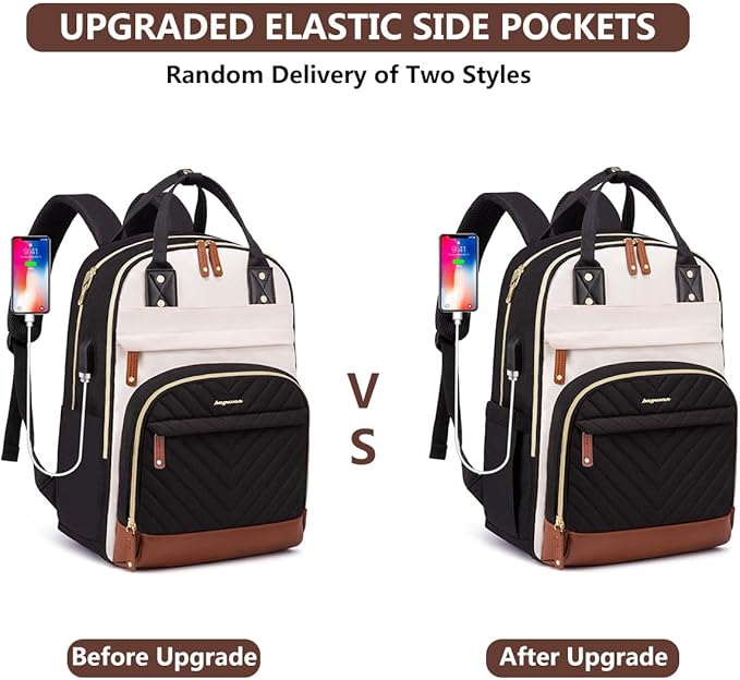 Laptop Backpack for Women Bag - 15.6 inch Work Travel Backpack with USB Charger College Bookbag Waterproof Business Computer Backpack Anti-theft Casual Backpacks for Nurse Teacher Beige Black Brown