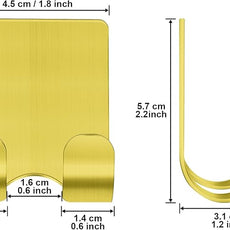 Diesisa Razor Holder for Shower + Adhesive Wall Hooks, Premium 304 Stainless Steel Shower Razor Holder with Heavy Duty Waterproof Sticky Hooks for Hanging Towels, Coat, hat (2+2 Pack)-Gold