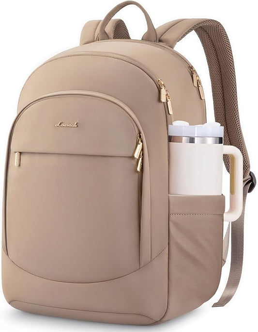 LOVEVOOK 17.3 Inch Laptop Backpack for Women - Work/Business Computer Backpack Purse, Large Capacity Casual Daypack, Travel Bag for Lawyer, Doctor, Teacher, Classic Khaki