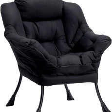 HollyHOME Lazy Chair with Armrest and Side Pocket, Comfy Accent Lounge Chair,Leisure Sofa Armchair for Living Room, Bedroom, Dorm, or Small Spaces, Oversized Reading Sofa Chair,Black