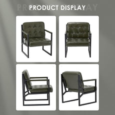 COLAMY Modern Accent Chair, Accent Arm Chair for Living Room, Comfy Leather Armchair with Metal Legs for Bedroom Reception Waiting Room, Green