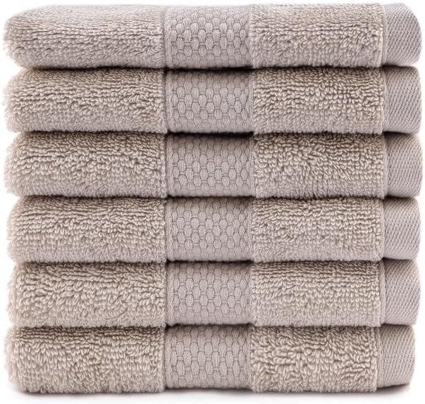 Maisonette Loft Egyptian Cotton Turkish Hand Towels - Soft, Absorbent Washcloths for Face - Ideal Quick Dry Small Towel Wash Cloth Set for Bathroom - (13" x 13", 6 Pack) - Linen