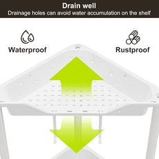 Orimade Rustproof 4 Tier Floor Standing Corner Shower Caddy Organizer, Plastic Metal Splicing Floor Corner Shelf Rack Stands for Bathroom, White
