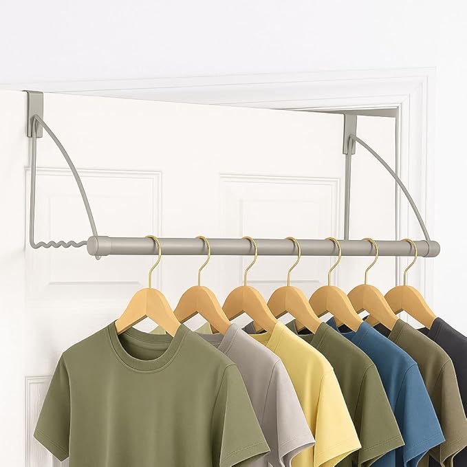 HOLDN’ STORAGE Over The Door Hanger - Door Rack Hangers for Clothes - Space Saving Designed for Bedroom & Bathroom - Ideal for Clothes & Towels - Drying Rack, Gray