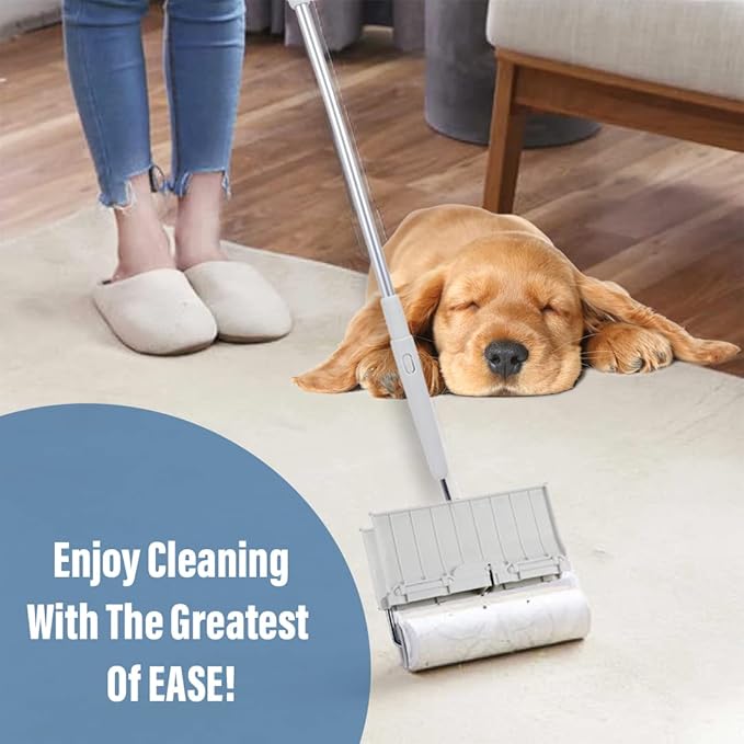 KN Flax Aegis Giant Pet & Home Lint Roller Pet Hair Large Lint Roller with Extendable Long Handle, 6.3” Width with 240 Adhesive Extra Sticky Sheets for Furniture Carpet Floor and Curtains