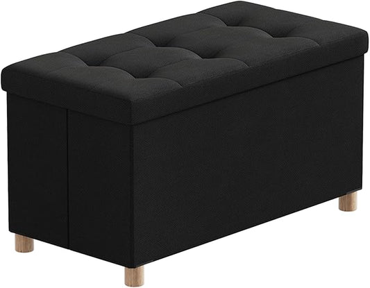 BRIAN & DANY 30 Inches Folding Storage Ottoman Bench, Ottoman with Storage Bench for Bedroom, Living Room, Entryway, Foot Rest with Legs, Black