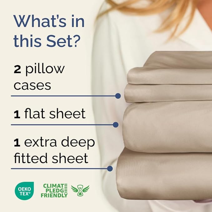 Extra Deep Pocket Cal King Sheets - 4 Piece Breathable & Cooling Bed Sheets - Hotel Luxury Bed Sheet Set - Soft, Wrinkle Free & Comfy - Easily Fits Extra Deep Mattresses - Deep Pocket Wheat Sheets Set