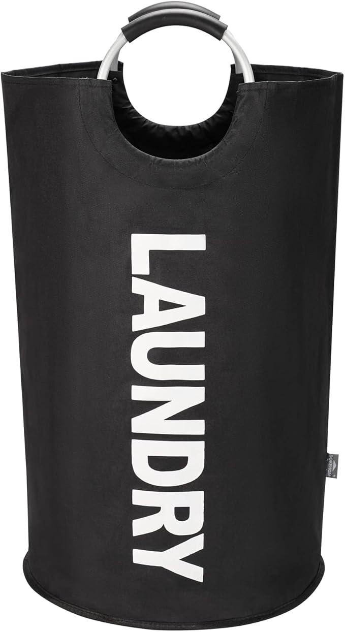 DOKEHOM 125L X-Large Laundry Basket, Collapsible Laundry Bag, Freestanding Tall Clothes Hamper, Foldable Washing Bin (Black)