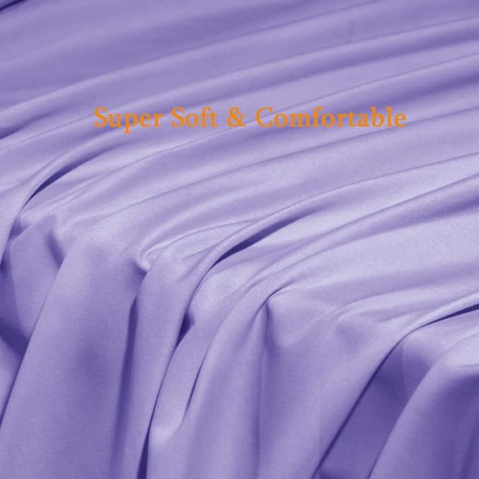 SONORO KATE Bed Sheet Set Super Soft Microfiber 1800 Thread Count Luxury Egyptian Sheets Fit 18-24 Inch Deep Pocket Mattress Wrinkle-6 Piece (Lavender, Twin)