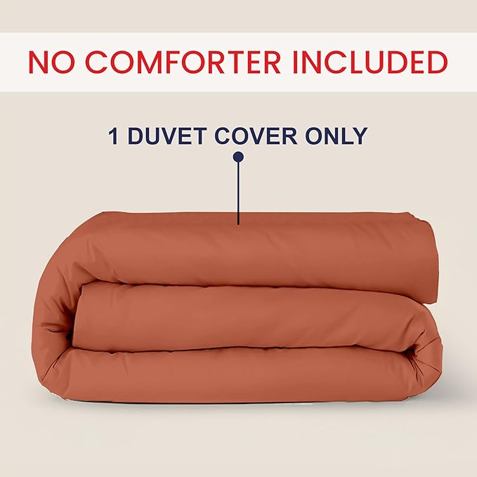 Kotton Culture 1 Pc California King Duvet Cover Only-100% Egyptian Cotton Sateen 600 Thread Count Ultra Soft Premium Durable Comforter Cover Zipper Closure & Corner Ties- (Burnt Orange, 104" X 98")