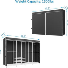 VIPEK V40C Plus Large Covered Clothes Rack for Hanging Clothes, Heavy Duty Clothing Rack Portable Wardrobe Closet White Metal Closet Rack with Black Oxford Fabric Cover, Max Load 1300lbs