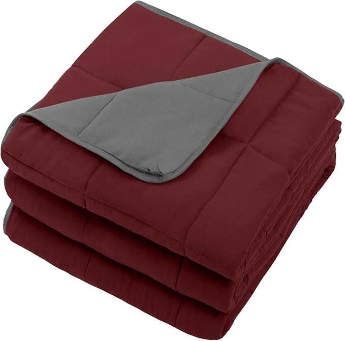 Weighted Blanket for Adults 20lbs, 48"x72", Twin Full Size Cooling Heavy Throw Blanket for 130-220lbs, Microfiber Soft Thick Big Blankets Weighted Comforter Gift for Sleeping, Red Grey