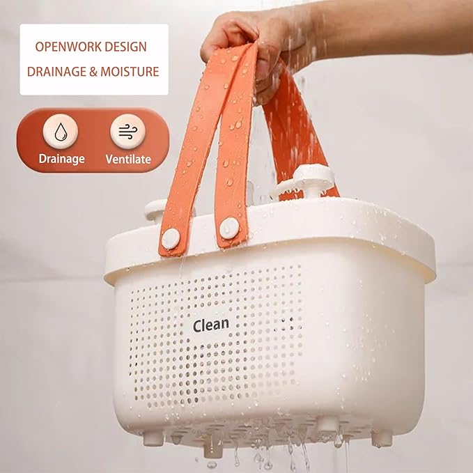 JiatuA Plastic Storage Basket with Handle Portable Shower Caddy Tote Organizer Basket Bin for Bathroom Kitchen Dorm Room Bedroom, Small Green