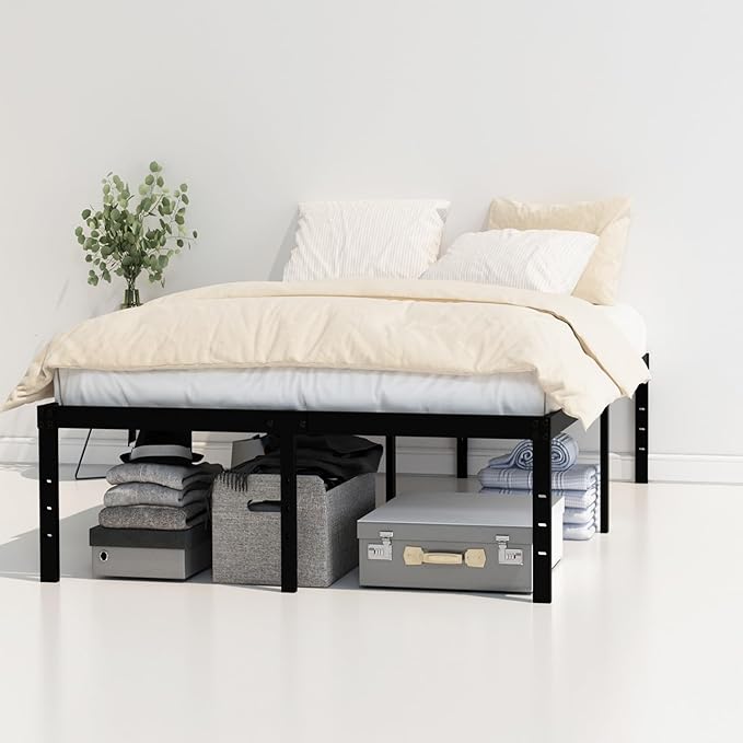 California King Bed Frames, 20 Inch Heavy Duty Metal Platform Support Up to 3000 lbs with Steel Slat, No Box Spring Needed, Easy Assembly, Noise Free, Black