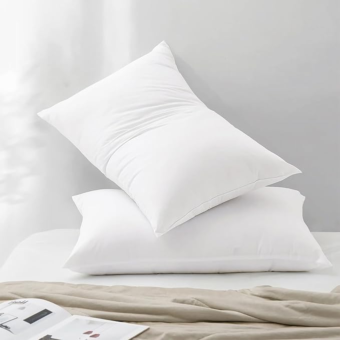 Bed Pillows Standard Size Set of 4 Medium Support Pillow for Stomach Side Back Sleeper Basic Soft Down Alternative White 20x26 inches