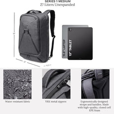 Knack Series 1 Laptop Backpack Fits up to 15 Inch - Knack Bags Carry-On Backpack, TSA Approved, Expandable Travel Backpacks (Savile Gray, Medium)