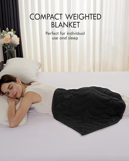 Kaisa Weighted Blanket for Adults (5 lbs, 23" x 29"), Soft Weighted Lap Blanket Machine Washable, Small Heavy Blankets with Glass Beads for Travel & Sleep,Black