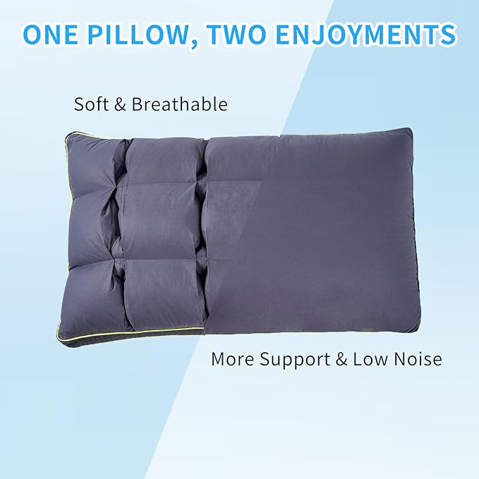 YOUR MOON Soft Pillow Standard Size of 2 for Sleeping, Super Soft Support Down Alternative Pillow, 100% Cotton Shell Luxury Comfy Fluffy Bed Pillows for Sleep(Gray)
