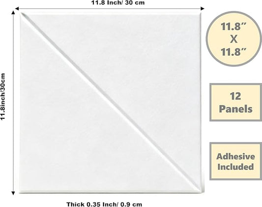 12-Pack White Felt Wall Tiles(11.8“x11.8”Each), 47"x35" Aesthetic Bulletin Pin Board, Large Cork Board Alternative for Office, Classroom & Wall Decor