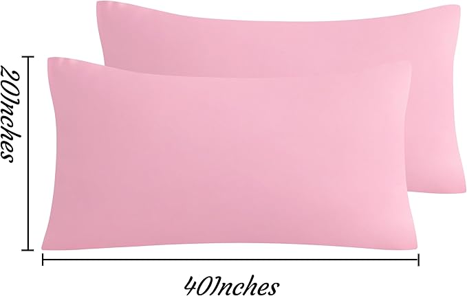 NTBAY King Pillow Cases Set of 2, 2 Pack Brushed Microfiber 20x40 Pillow Cases, Soft, Wrinkle, Fade, Stain Resistant Pink Pillow Cases with Envelope Closure, 20x40 Inches, Pink