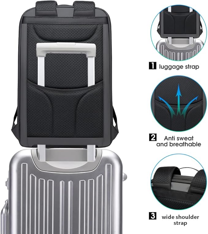 BANGE Anti Theft Backpack，Smart Business Laptop Fits 15.6 Inch Notebook, Work Backpack with USB Charging Port for Men and Women…