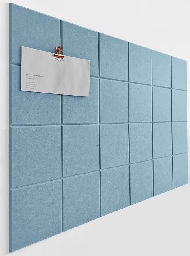 Cork Board 24 x36 Alternative - 6 Pack Felt Wall Tiles with Safe Removable Adhesive Tabs, Cork Boards for Walls Cork Board for Home Office Pin Board Tack Board - Baby Blue