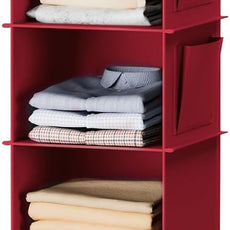 YOUDENOVA Hanging Closet Organizer and Storage, 6-Shelf Closet Hanging Storage Shelves, Dark Red