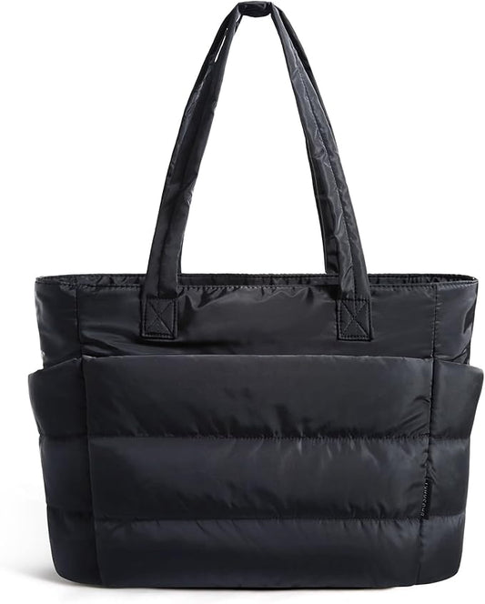 BAGSMART Tote Bag for Women, Lightweight Puffy Tote Bag with Compartments Shoulder Bag Handbag for Travel, Work, Gym