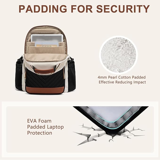 Laptop Backpack for Women Bookbag: 15.6 inch Work School Backpacks with Pouch Pocket for Large Capacity Cup & USB Charger College Book Bag Travel Business Nurse Teacher Bookbags Anti-theft Back Pack