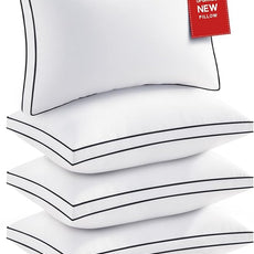 Premium Pillows King Size Set of 4, Fluffy and Supportive 7D Down Alternative Bed Pillows, Luxury Soft Hotel Quality Gusseted Pillow for Side Back Stomach Sleepers, Relief Neck Head and Shoulder Pain