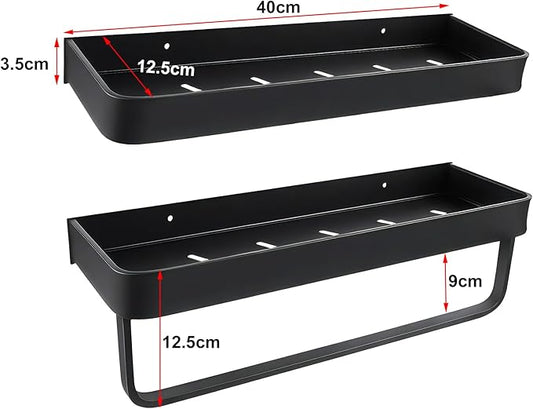 2 Pieces Bathroom Shower Floating Shelves Wall Mounted Shower Caddy Basket Shelf Storage Organizer Shelves for Bathroom, Kitchen, Living Room,15.75 Inch/ 40 cm
