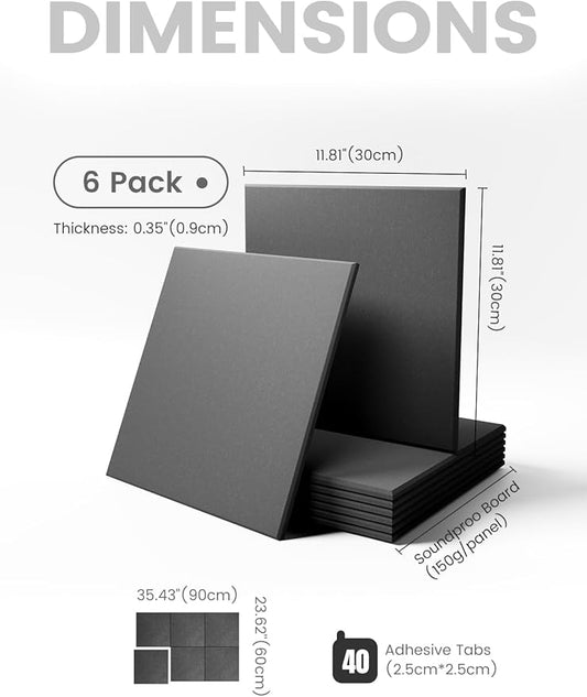 Large Felt Bulletin Board 36" x 24" Cork Board Alternative-6 Pack with 40 Safe Removable Adhesive Tabs, Cork Boards for Walls Cork Board for Home Office Classroom Pin Board - Charcoal Gray
