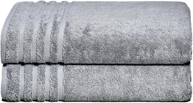 Luxury Bath Sheets, 2 Piece Extra Large Bath Sheets (40x65 Inches), Highly Absorbent, Quick Dry, Premium, and Plush Bath Sheets, 100% Organic Turkish Cotton Towels for Bathroom (Grey)
