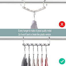 Meetu Space Saving Metal Clothes Hangers 6X2 Slots Magic Hook Design Closet Organizer (Pack of 8)