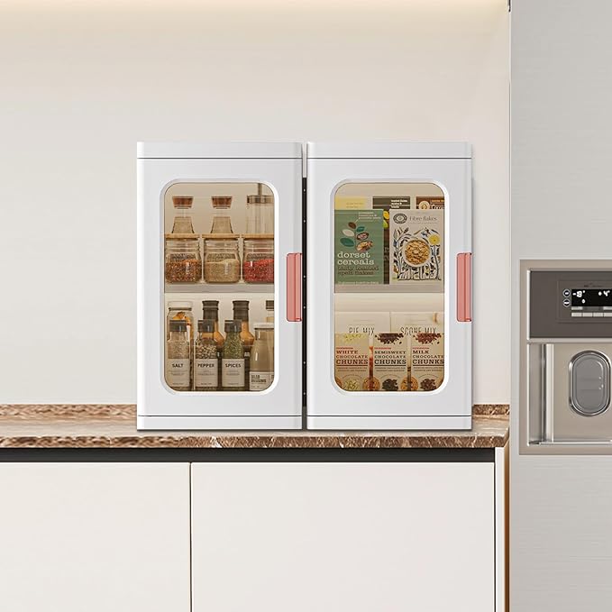 Mini Storage Cabinet with Doors and Shelves Countertop Cabinet Bathroom Storage Kitchen Cabinet with Adjustable Shelf Cabinet Organizer Toilet Paper Linen Closet 1 Layer(White)