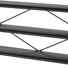 HSH Black Long Bookshelf, Large Wood Wide Horizontal Bookcase Under Window, Modern Long Open Book Shelf for Bedroom Living Room, Industrial Wooden Metal Bookshelves for Home Office, Black Oak, 63 Inch