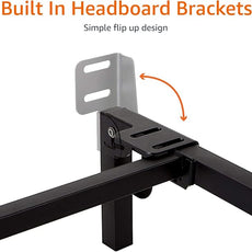 Amazon Basics Metal Bed Frame(Box Spring Required), 9-Leg Base for Box Spring and Mattress, Full, Tool-Free Easy Assembly, Black