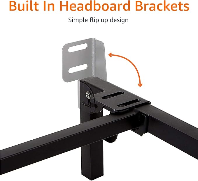 Amazon Basics Metal Bed Frame(Box Spring Required), 9-Leg Base for Box Spring and Mattress, Full, Tool-Free Easy Assembly, Black