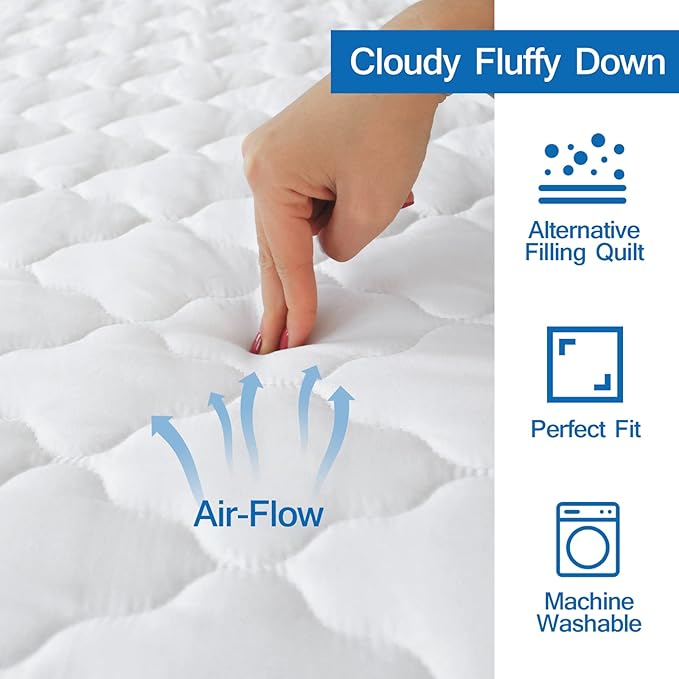 2 Pack Twin Mattress Pad Waterproof Mattress Protector, Quilted Twin Size Mattress Cover Fitted for Kids, Deep Pocket Mattress Protector Up to 14 inches, White (Cover Only)