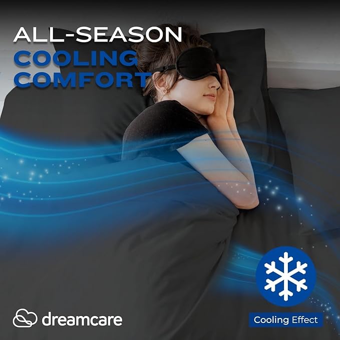 DREAMCARE California King Sheet Sets - Cooling Bed Sheets - 4pcs Set - up to 15" Deep Pocket Cal King Sheets - California King Sheets - Soft & Lasting 100% Brushed Polyester with Side Pocket - Gray DREAMCARE