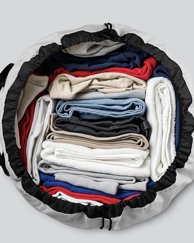 Laundry Bag with Shoulder Straps and Mesh Pocket Laundry Backpack Large Portable Laundry Hamper for College Laundromat Apartment