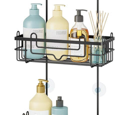 Consumest Over the Door Shower Caddy - 2-Tier Hanging Shower Organizer with Soap Holder, Rustproof Bathroom Storage and Organizer Rack for Shampoo, Towels, and Toiletries, Black