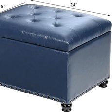 Joveco Faux Leather Storage Ottoman Bench Rectangle 24 Inch Foot Rest Ottomans